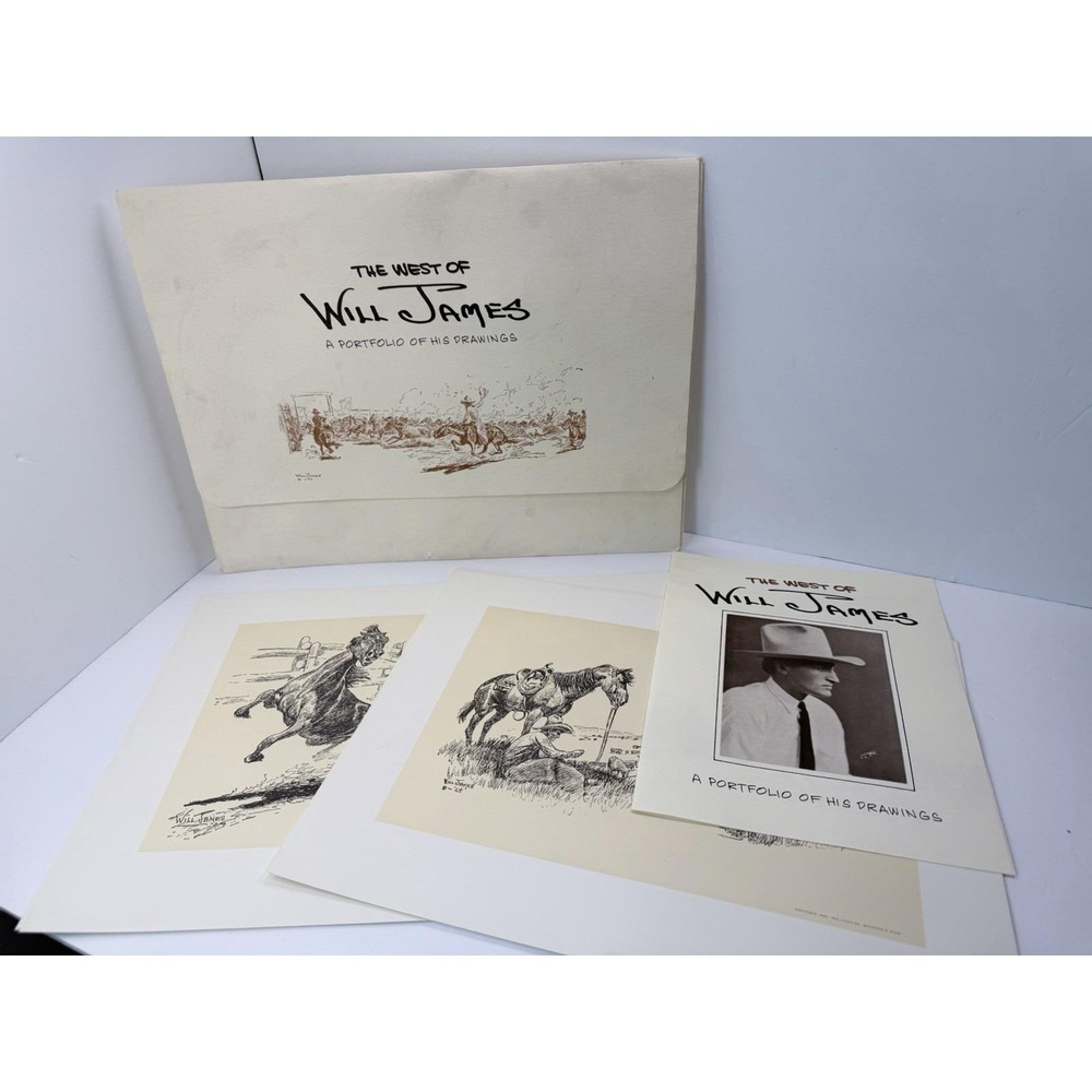 The West of Will James Portfolio Drawings 1978 Nevada Press Cowboy 10 Art Prints